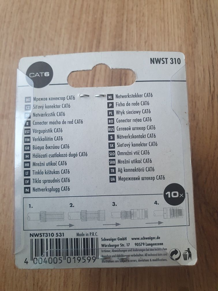 Złącze wtyk sieciowy CAT6 Schwaiger
