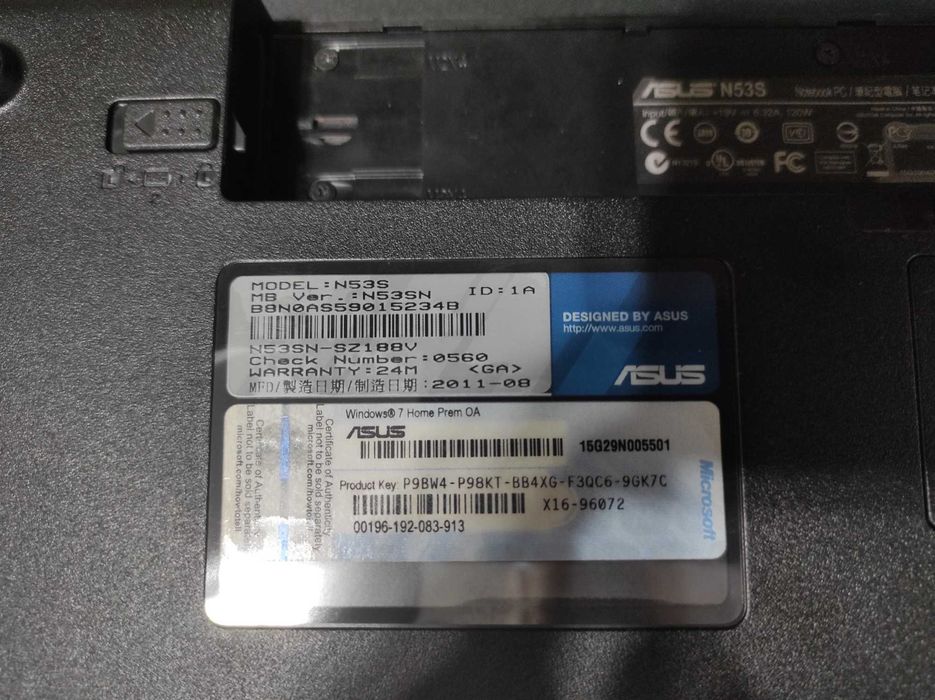 portátil Asus N53S avariado