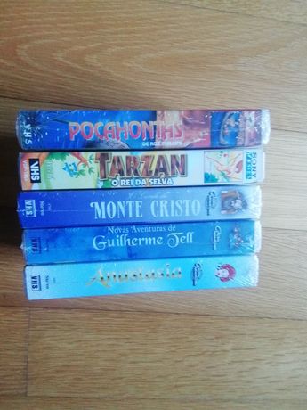 5 Cassetes VHS novas para crianças falado em português.