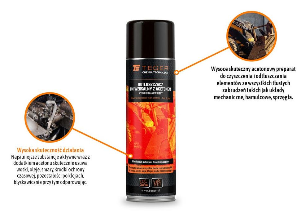Odtłuszczacz uniwersalny z acetonem - szybko odparowujący, 500ml