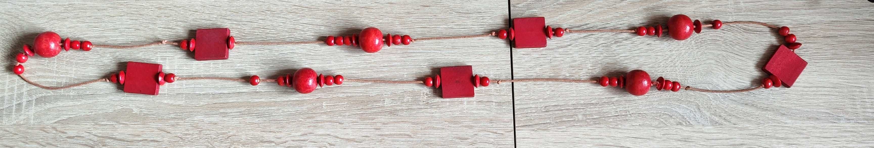 korale drewniane czerwone długie 75cm