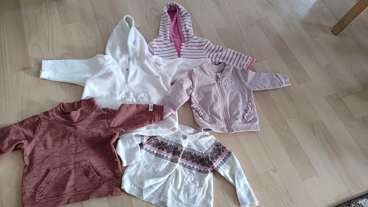 4 ciepłe bluzy + sweterek 68