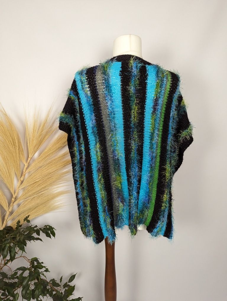 Wielobarwny kolorowy sweter oversize w poziome paski