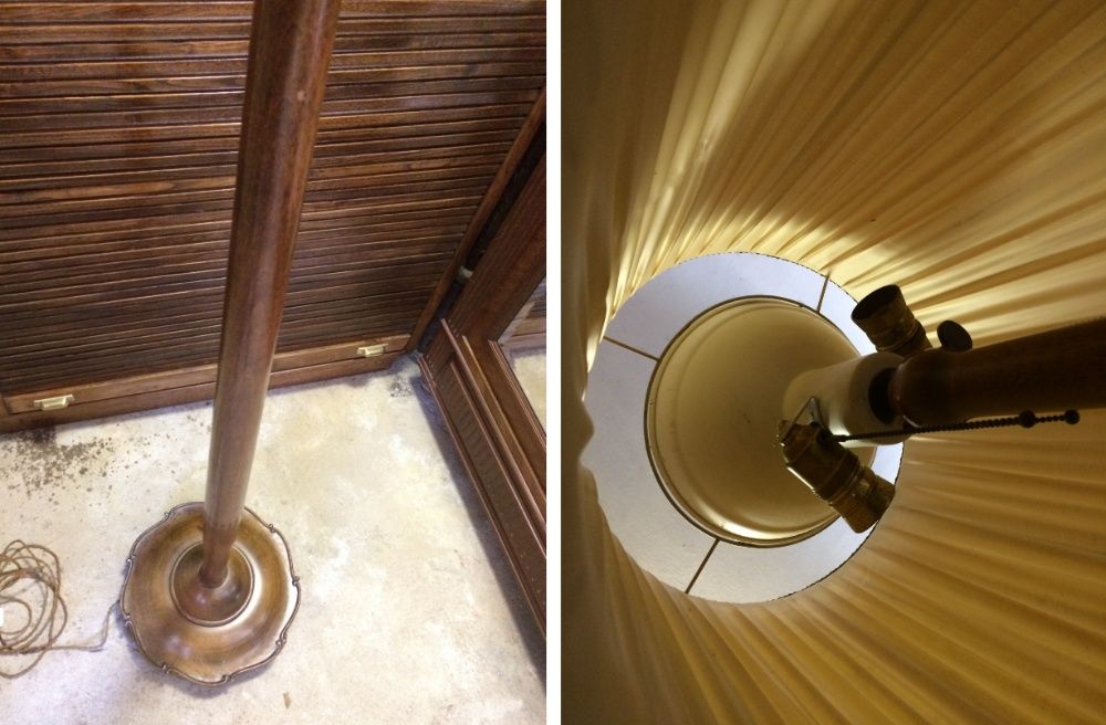 Candeeiro vertical antigo em madeira