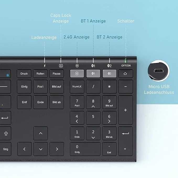 Bezprzewodowa Klawiatura z myszką blueetooth Usb