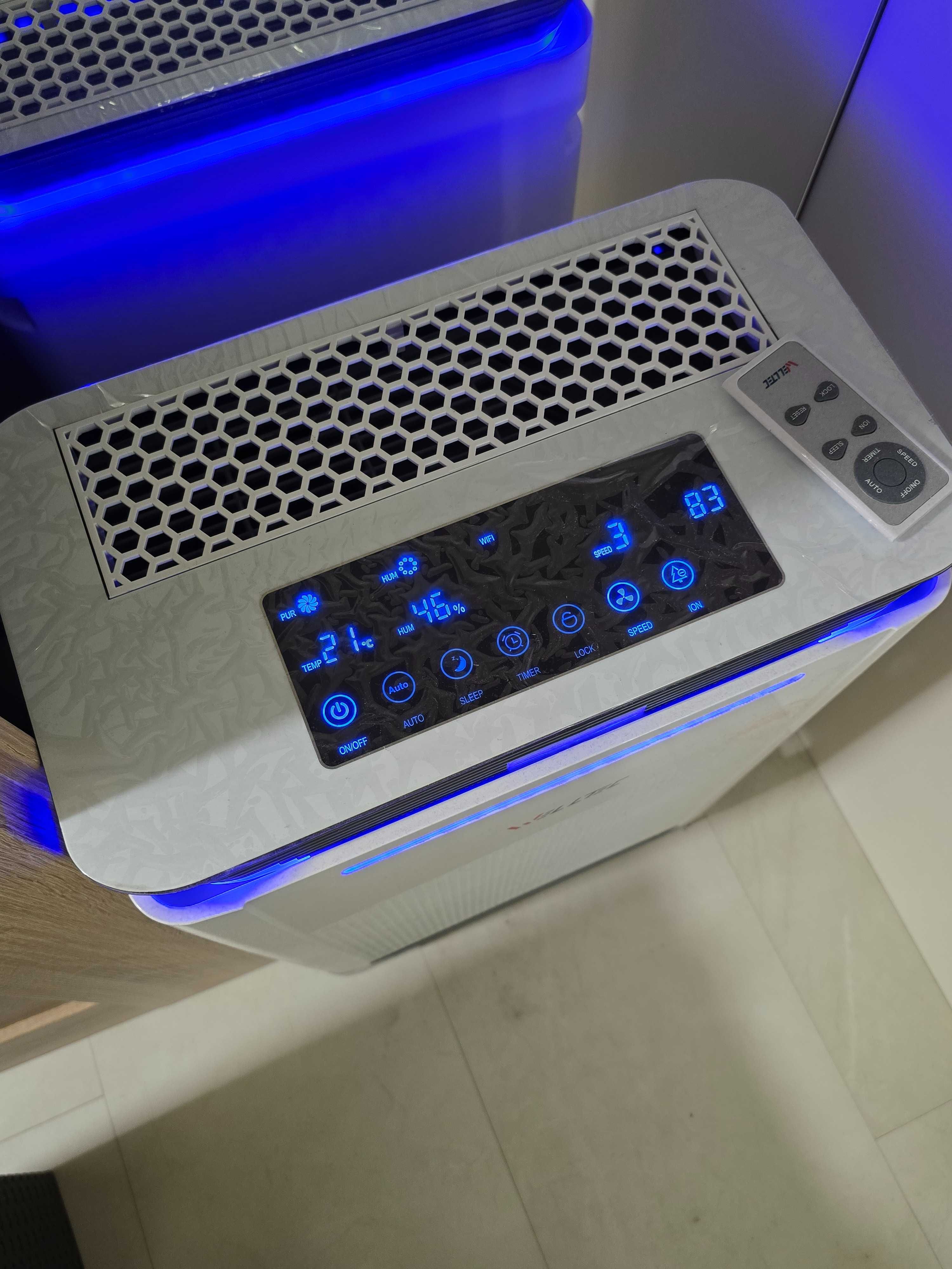 Cichy oczyszczacz powietrza WELLTEC APH420H 80m² HEPA WiFi + nawilżacz
