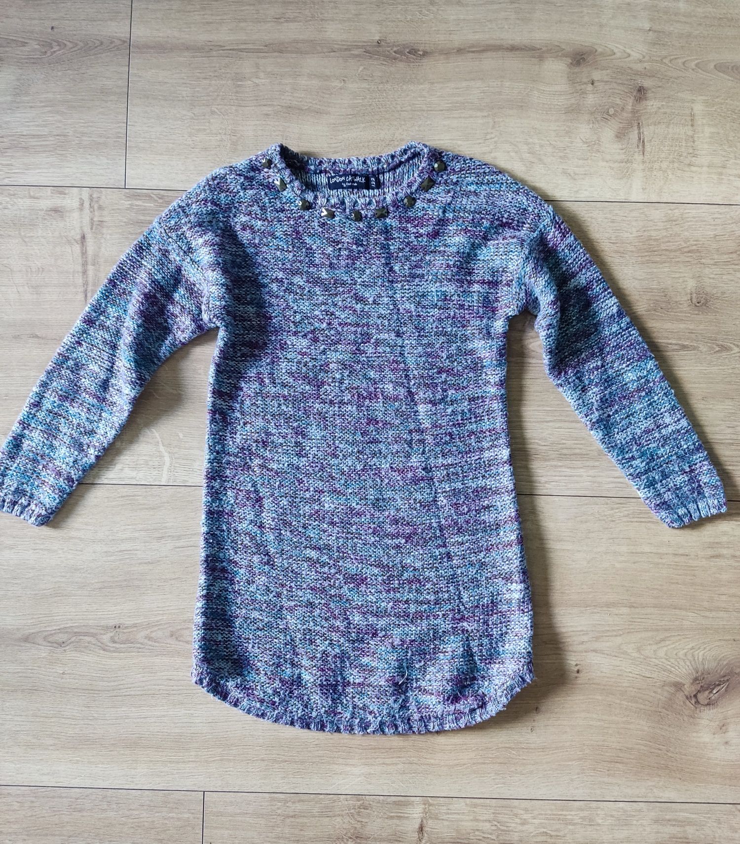Sweter dziewczęcy długi dzianinowy bluza Cool club 122