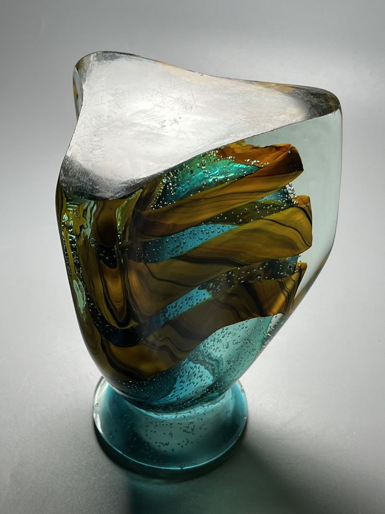 КРАСОТА! Интерьерная ваза пулегозо многослойное цветное стекло СССР