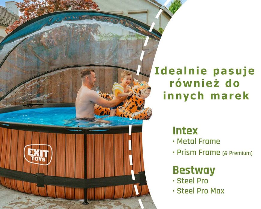 Basen średnica 360cm wysokość 76cm EXIT Lime dach składany typu kopuła