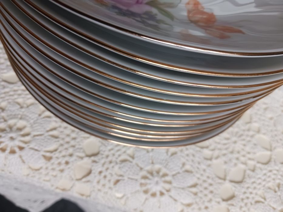 12 osob serwis obiadowy kwiaty porcelana Ilmenau