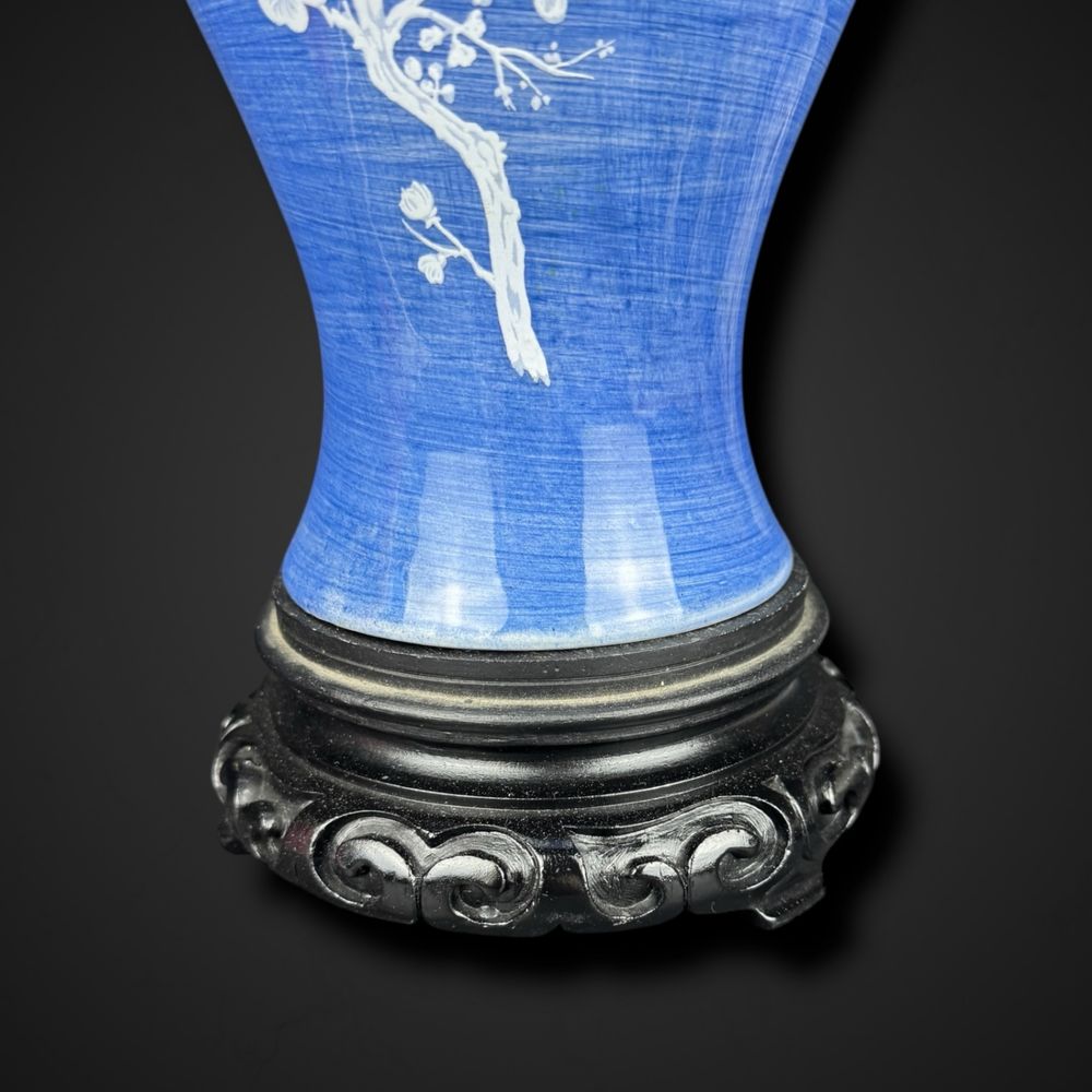 Lampa stołowa w stylu azjatyckim porcelana welurowy klosz b51/070315