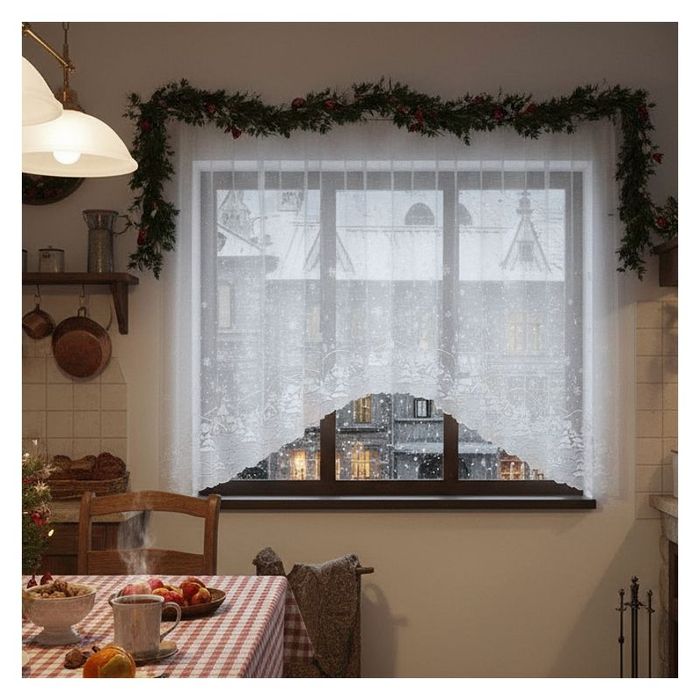 Firanka Choinki 350x160 DomoweTekstylia | WN91CH 160 | Boże Narodzenie