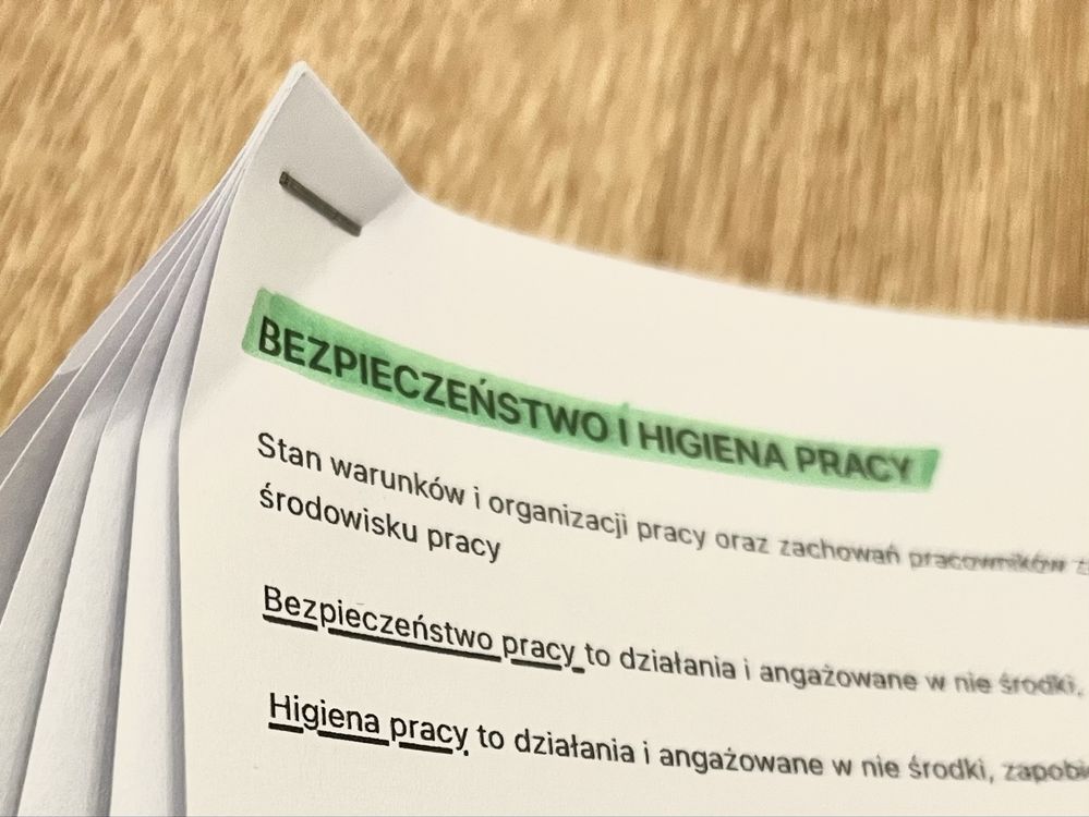 Notatki BHP bezpieczeństwo i higiena pracy