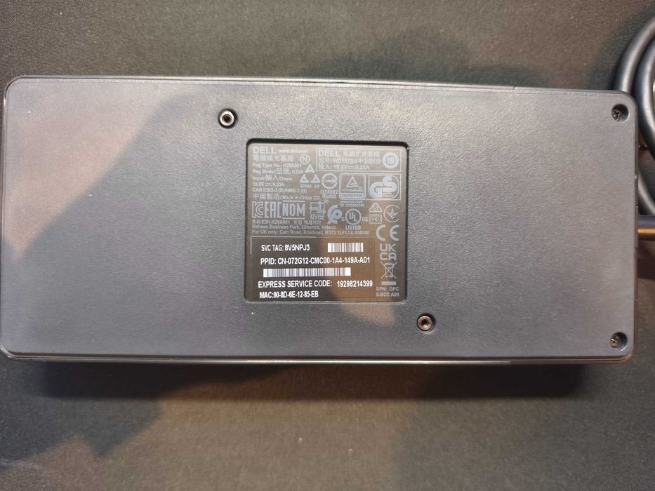 Stacja dokująca Dell Dock WD19TBS K20A 130W USB-C HDMI DisplayPort MAC