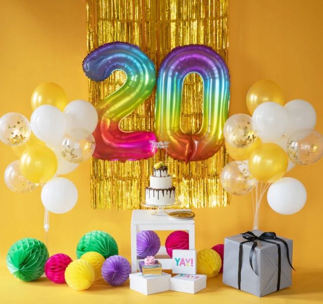 cyferka balon tęczowy ombre żelki cyfra 2 dwa elega na urodziny drugie