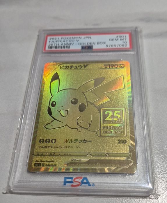 Karta Pokemon Pikachu Golden box 25th Ani PSA10 Japońska