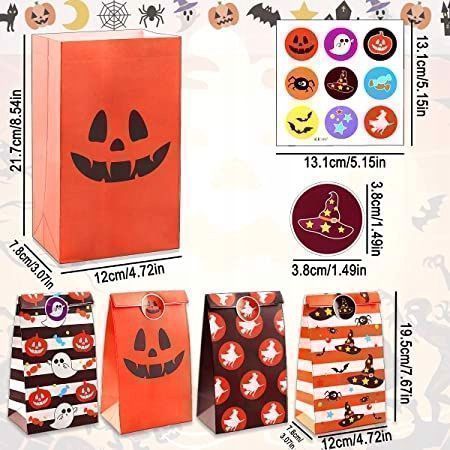 Torby na Słodycze Halloween Papierowe 20x12 12 szt