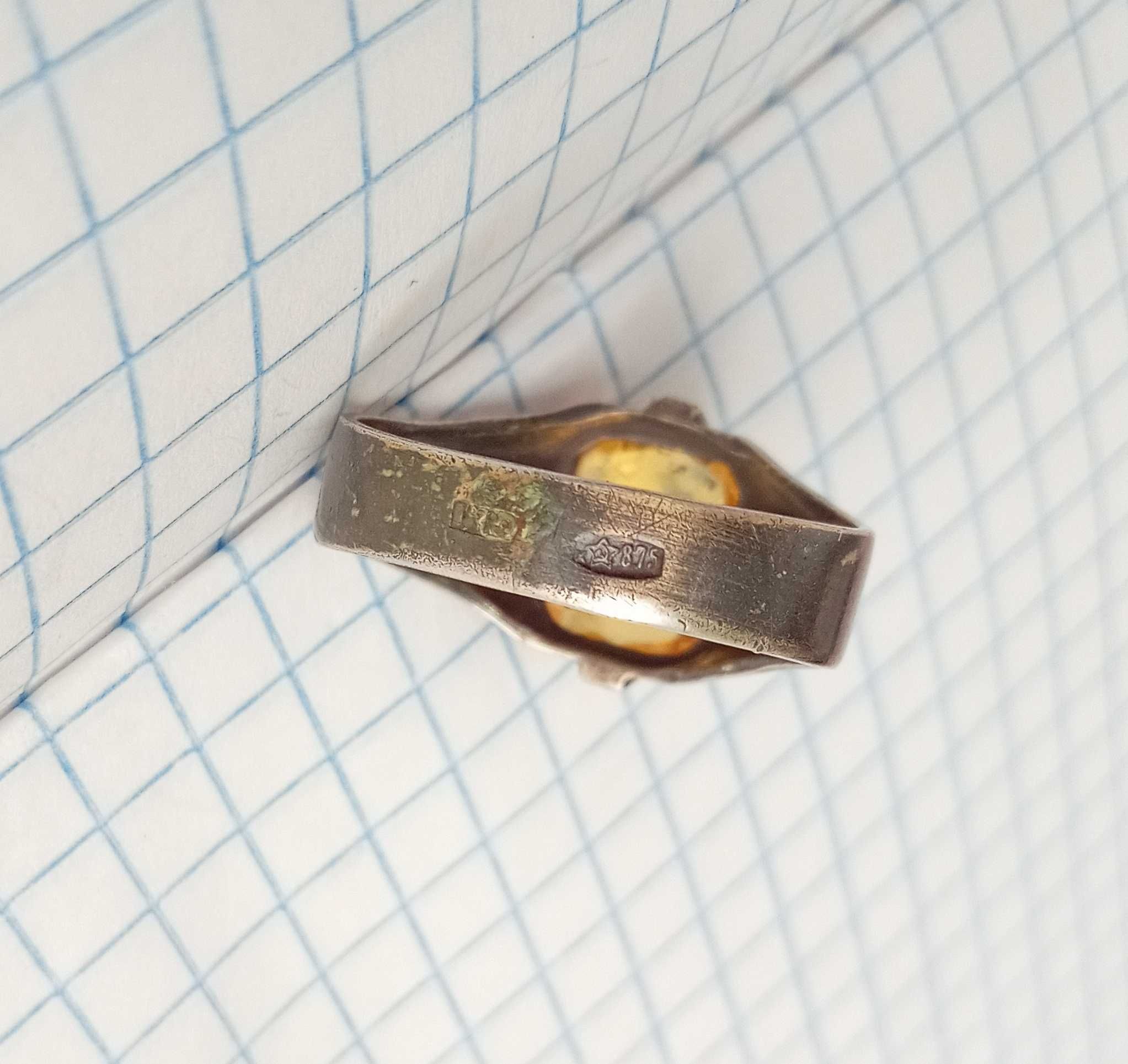 Кольцо з цитрином, Срібло 875 проба, зірочка. СССР