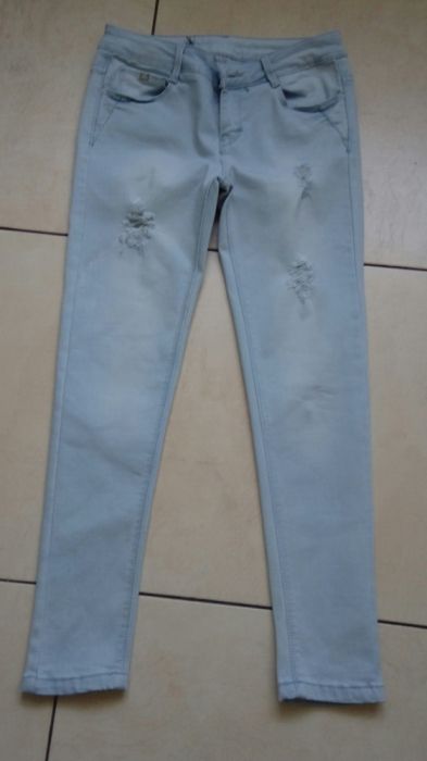 DENIM skinny spodnie z dziurami S