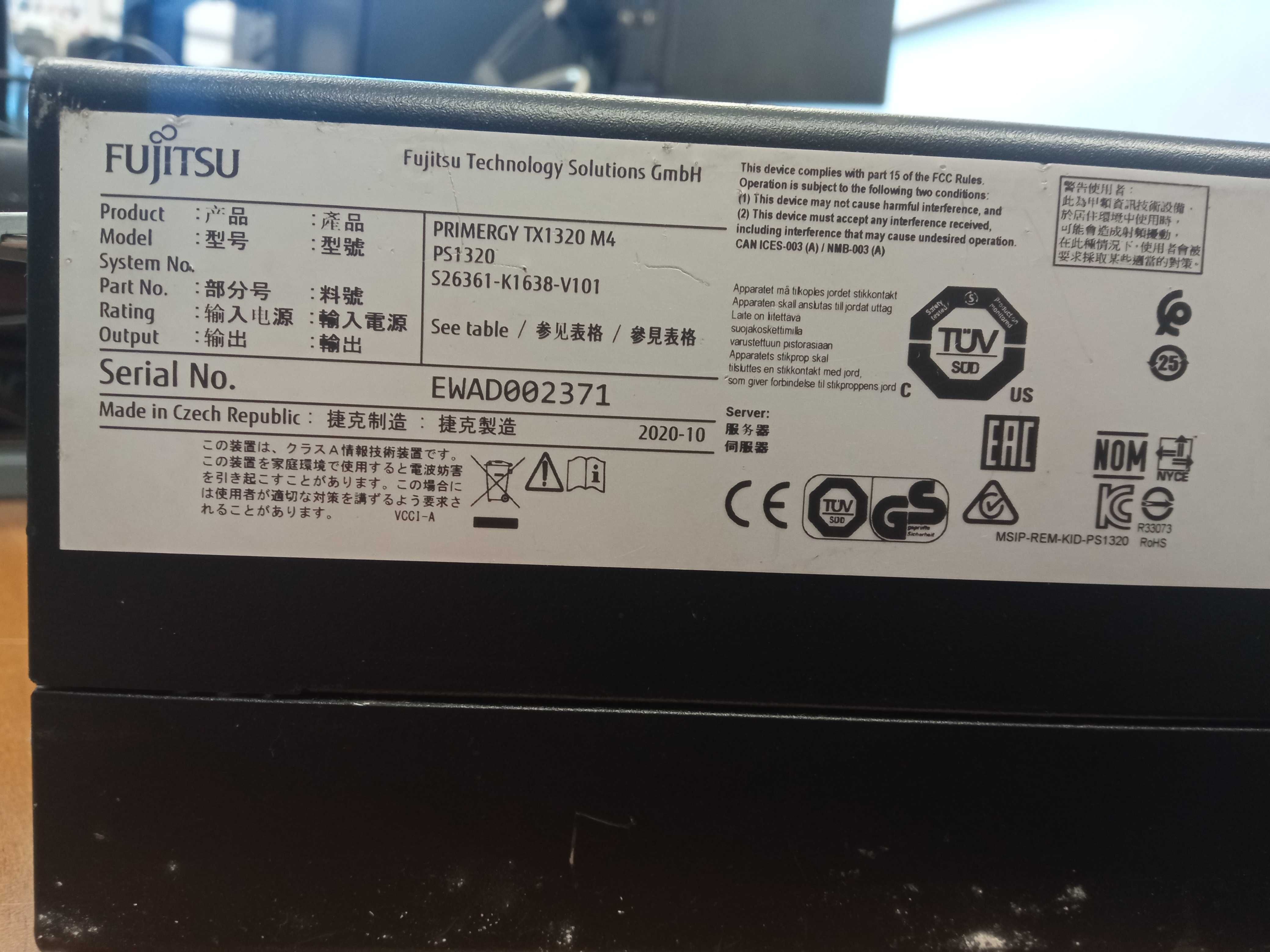 Serwer FUJITSU PRIMERGY TX1320 M4 Intel E-2234/12GBDDR4/2xSSD480GB