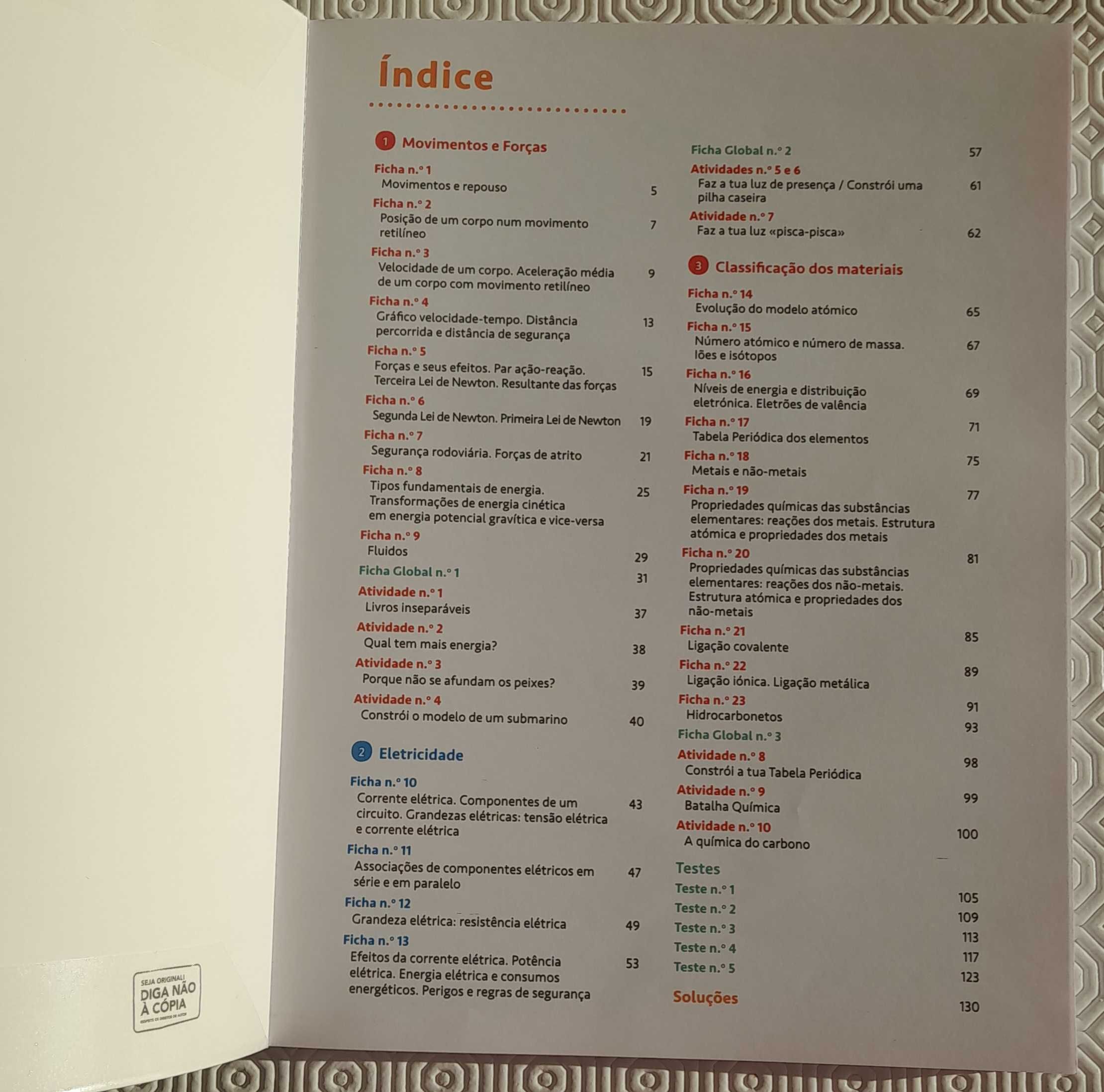 Caderno atividades 9º ano Físico-Quimica