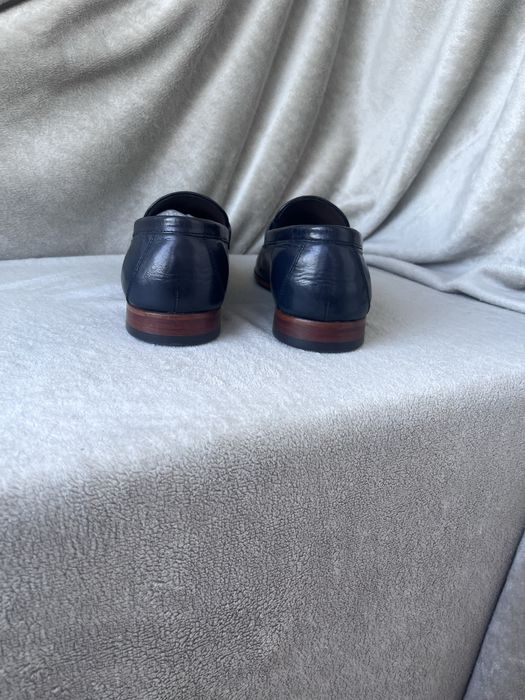 Лофери чоловічі, Giardini , 44р., повністю зі шкіри, темно  сині.