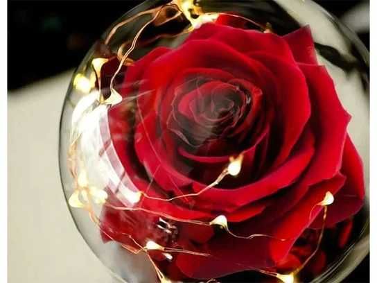 Wieczna Róża W Szkle Czerwona Prezent Led Świecąca Na Dzień Kobiet