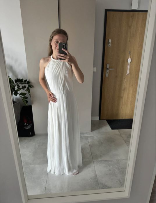 Suknia ślubna , plisowana  maxi  sukienka