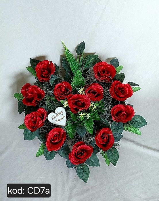 Stroik na grób cmentarz kompozycja serce wiązanka nagrobna