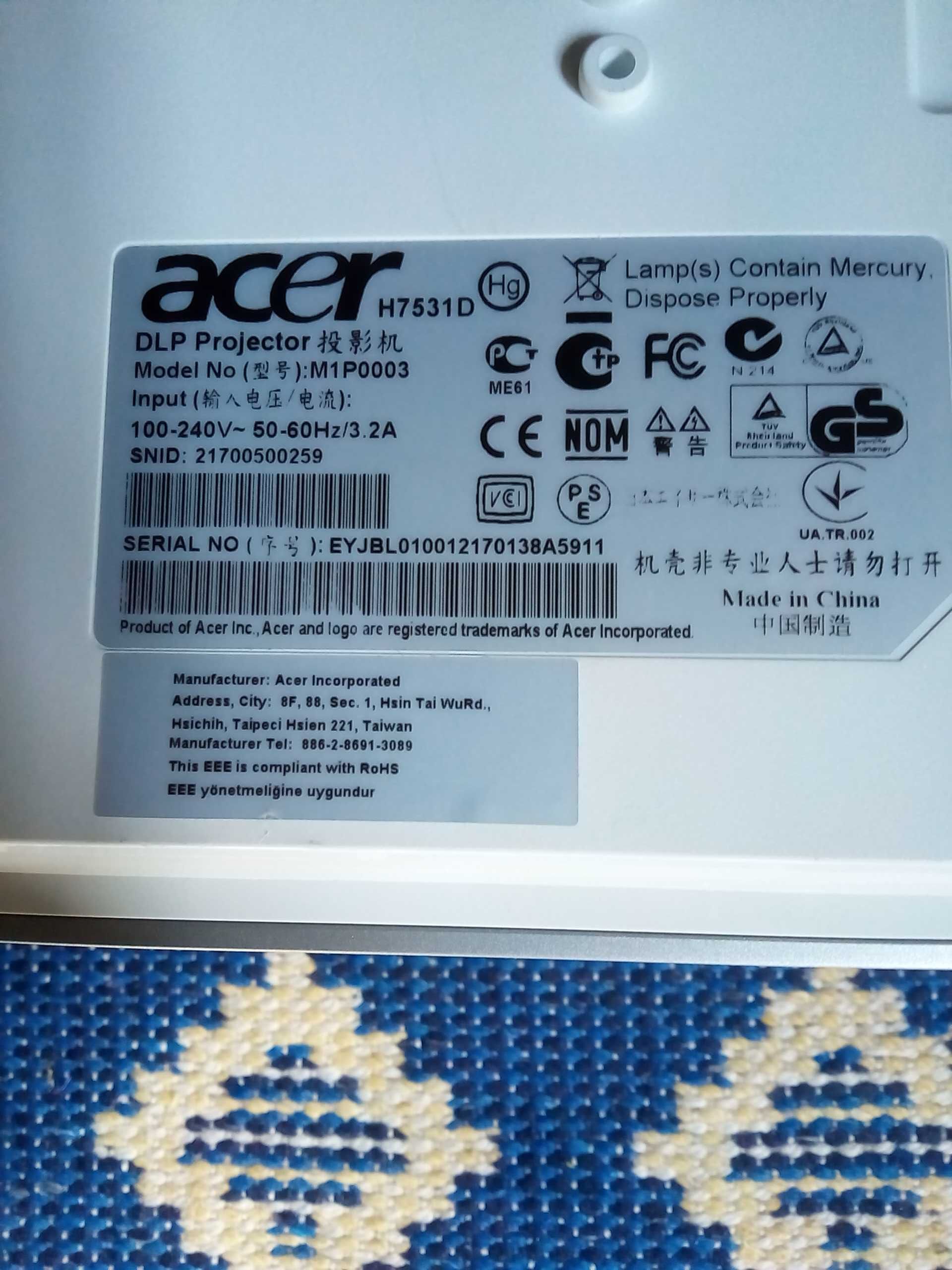 Projetor Acer Home Cinema  H7531D