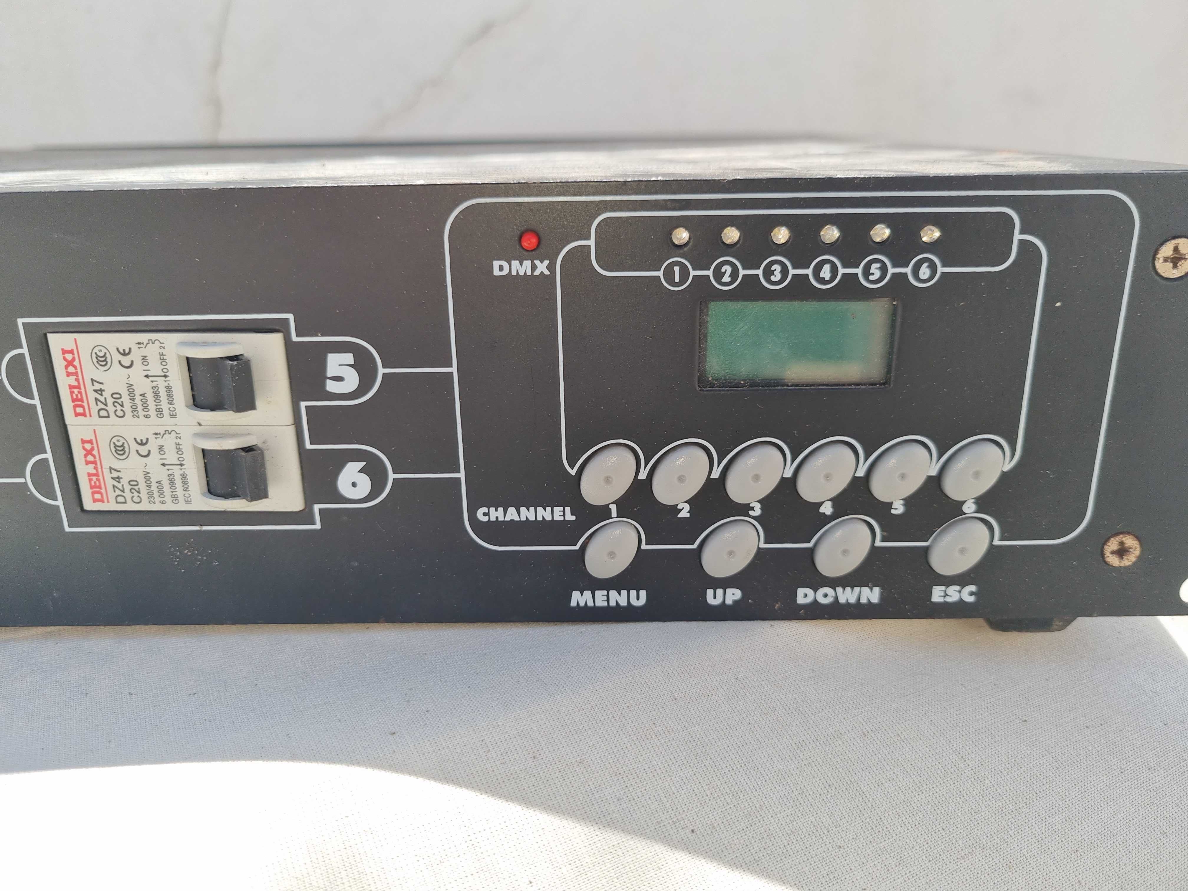 Dimmerpack EL 620 DMX 6 canais para luzes. 6x20Amp.