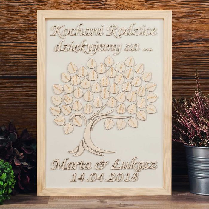 Podziękowanie dla rodziców obraz drzewo  - DREWNIANA