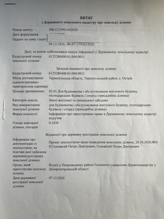 Продаж земельноі ділянки