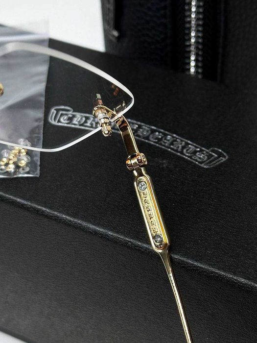 Мужские очки Chrome Hearts золотая оправа Хром Хартс g223
