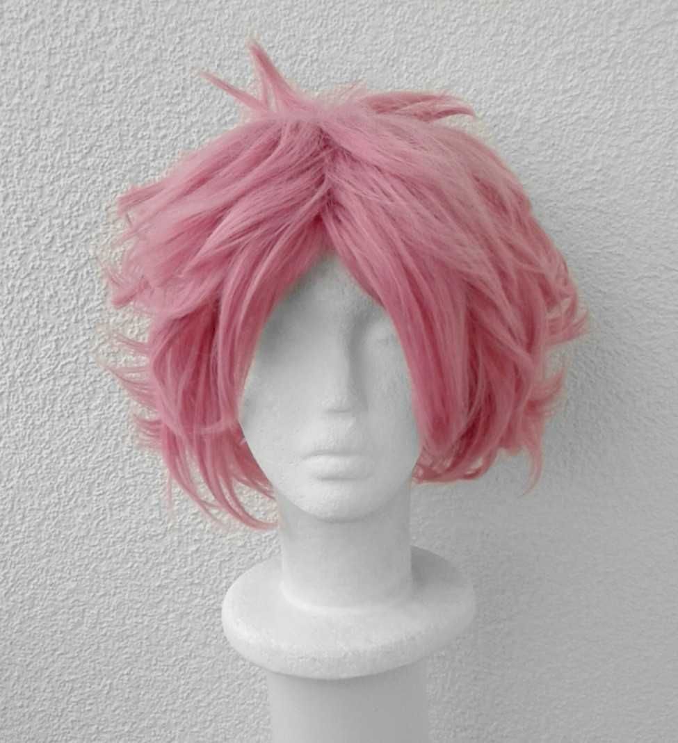 My hero academia Mina Ashido bnha cosplay wig krótka różowa z grzywką