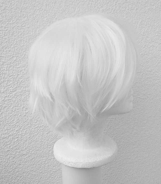 Krótka biała peruka cosplay wig z grzywką męska męski Kaneki Ken