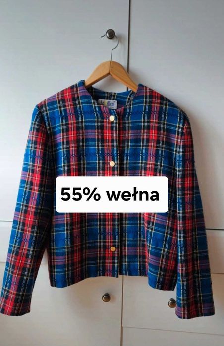 Żakiet welniany w kratę