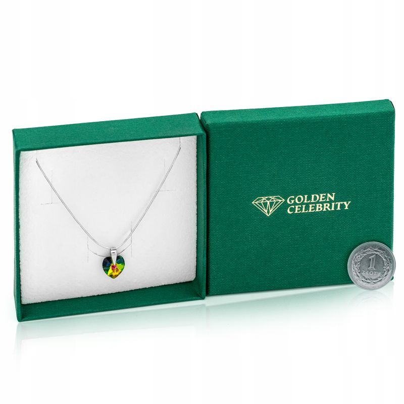 Srebrny Naszyjnik Serduszko Swarovski 925 Łańcuszek Zawieszka Dla Babc