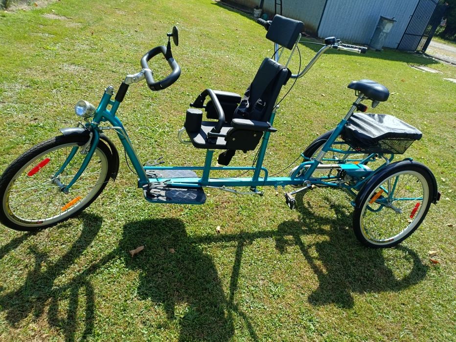Rower trójkołowy dla niepełnosprawnych tandem riksza