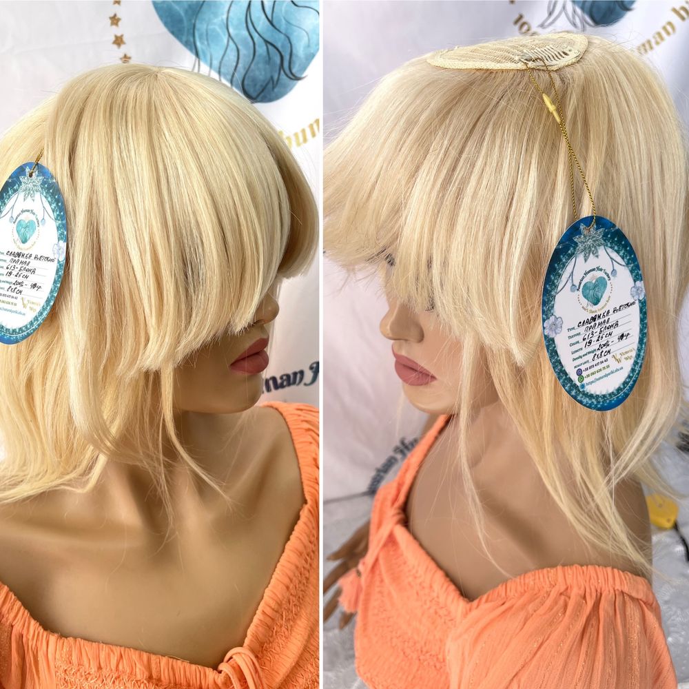 Натуральная чёлка накладка топпер славянский блонд детский волос
