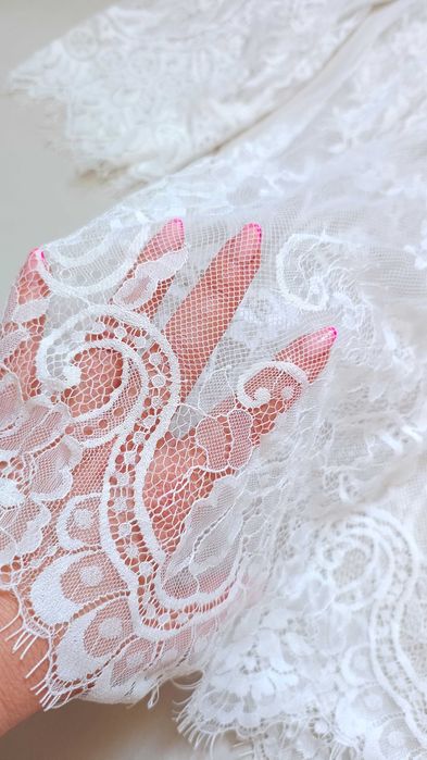 Narzutka na strój kąpielowy biała koronkowa sukienka przeźroczysta S M