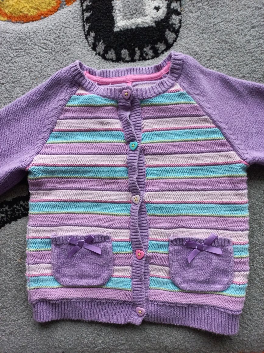 Sweterek sweter paski serduszka kokardki 80 86 cm 12 18 miesięcy