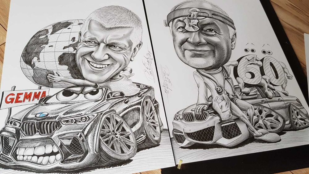 Portret Karykatura na zamówienie ze zdjęcia urodziny ślub wesele