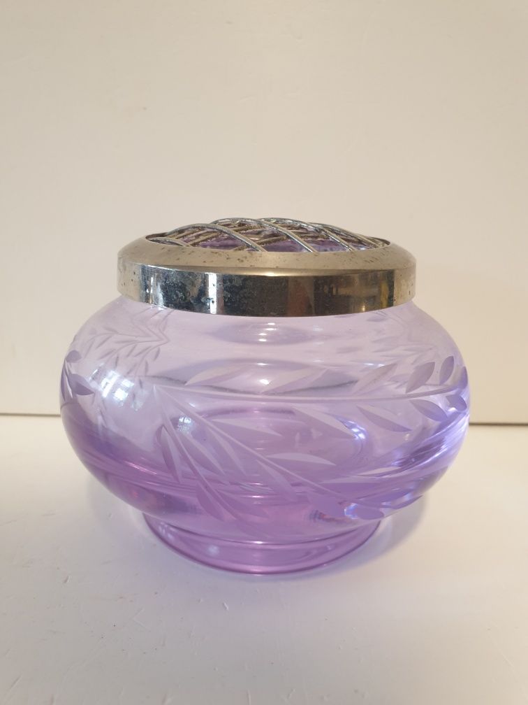 Vintage floreira - potpuri pote em vidro Alexandrite - muda de cor