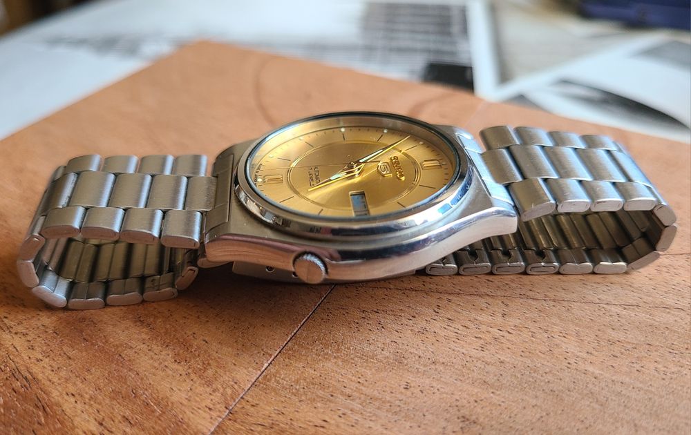 Винтажные наручные часы SEIKO 5, полностью рабочие, Dial - позолота!