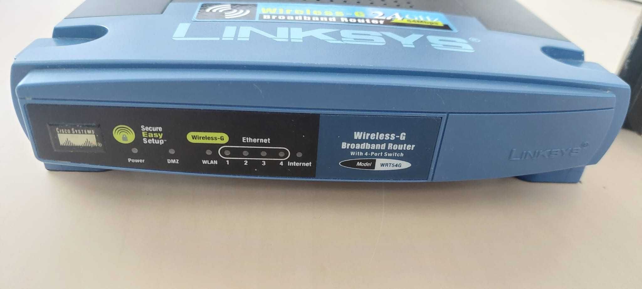 Udany model Router Linksys WRT54G v5 z anteną i zasilaczem