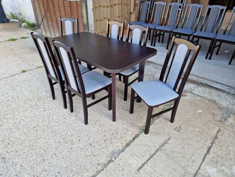 Nowe: STÓŁ 80x140/180 + 6 KRZESEŁ, wenge + szary , dostawa cała PL