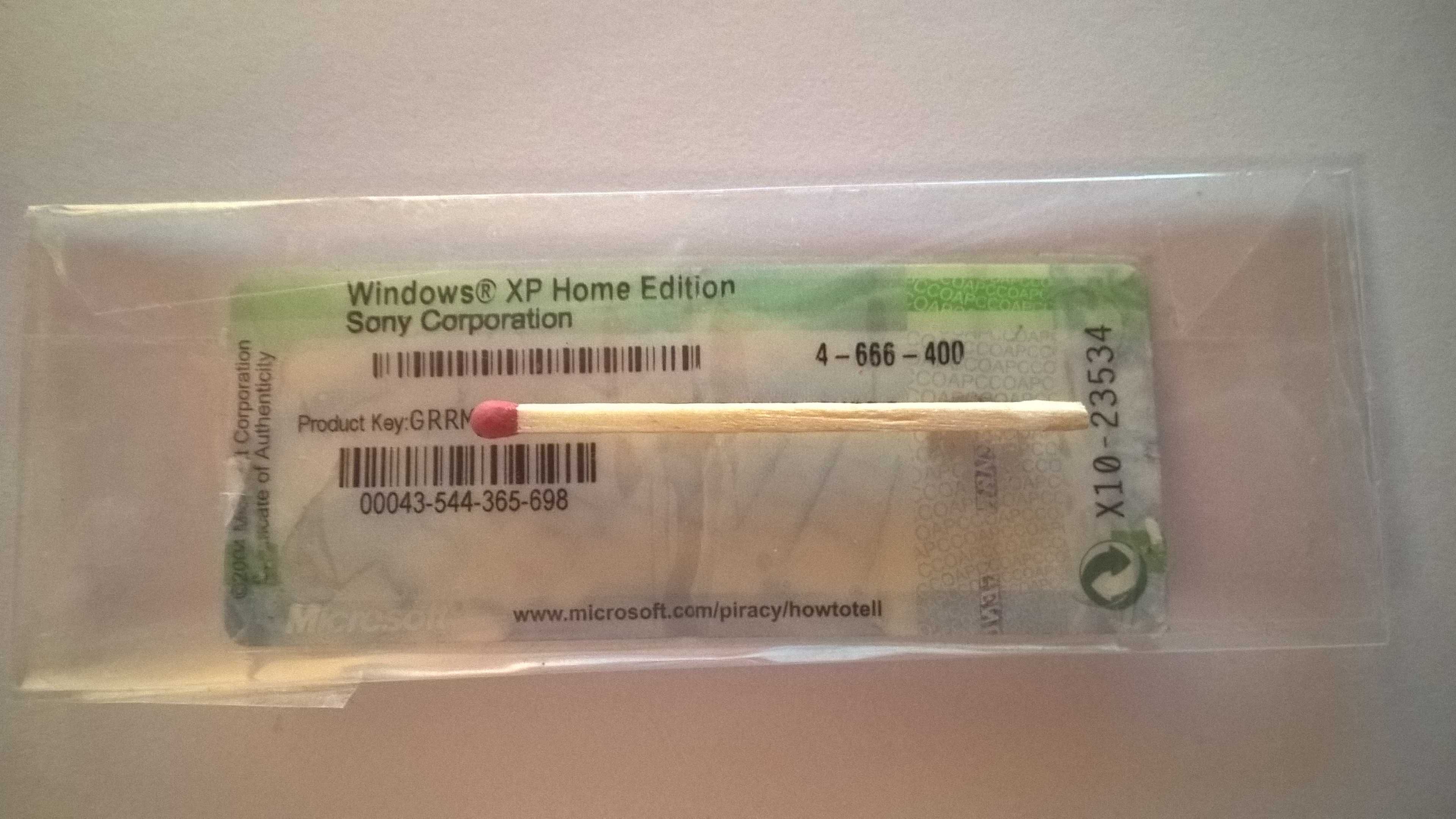 Naklejka - kod - key - klucz Windows XP Home Edition