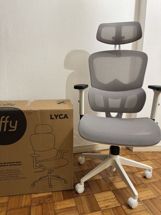 Cadeira de Escritório Ergonómica Offy Lyca Cinza/Branca