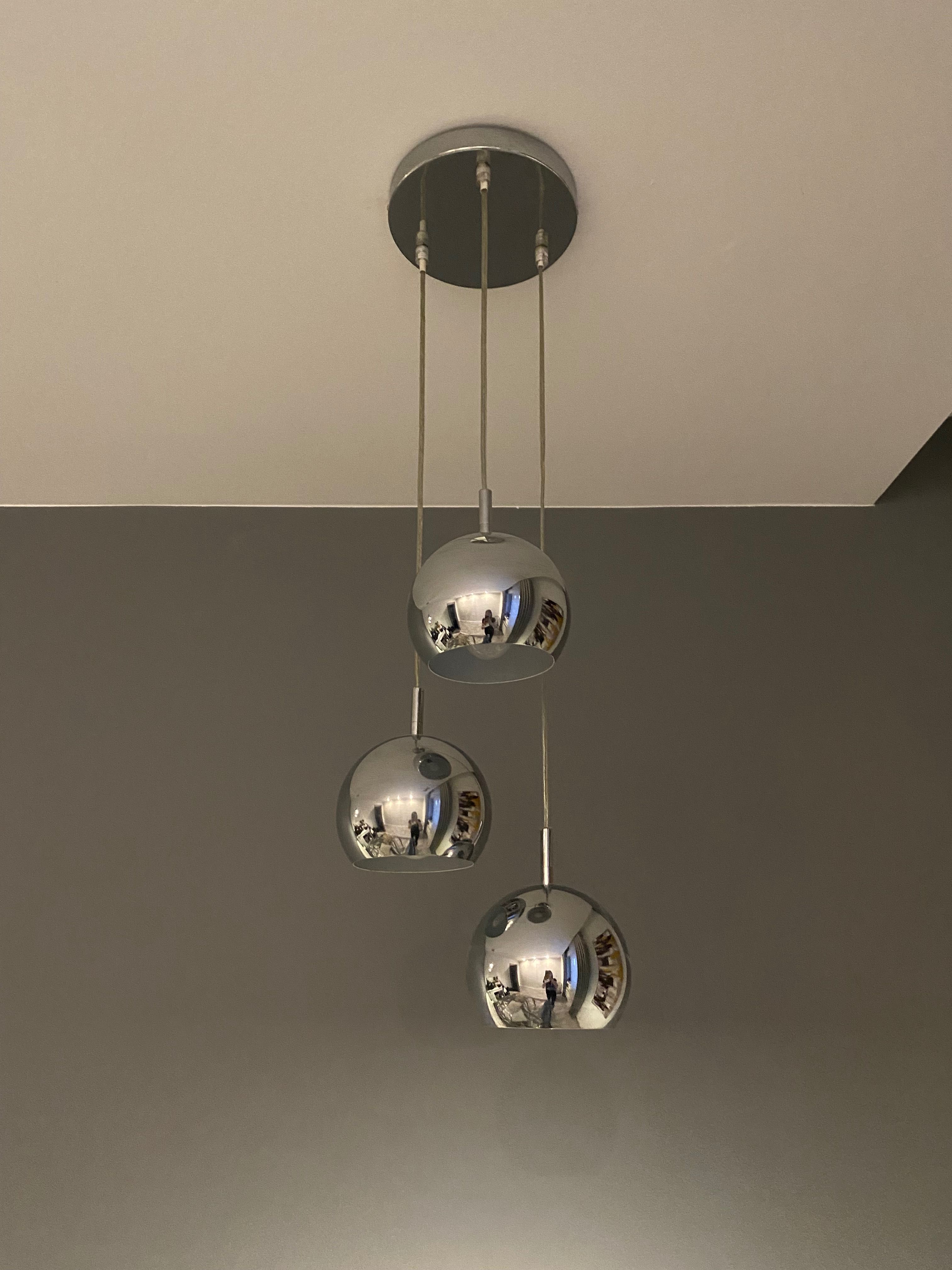 Lampa sufitowa wisząca 3-punktowa chrom